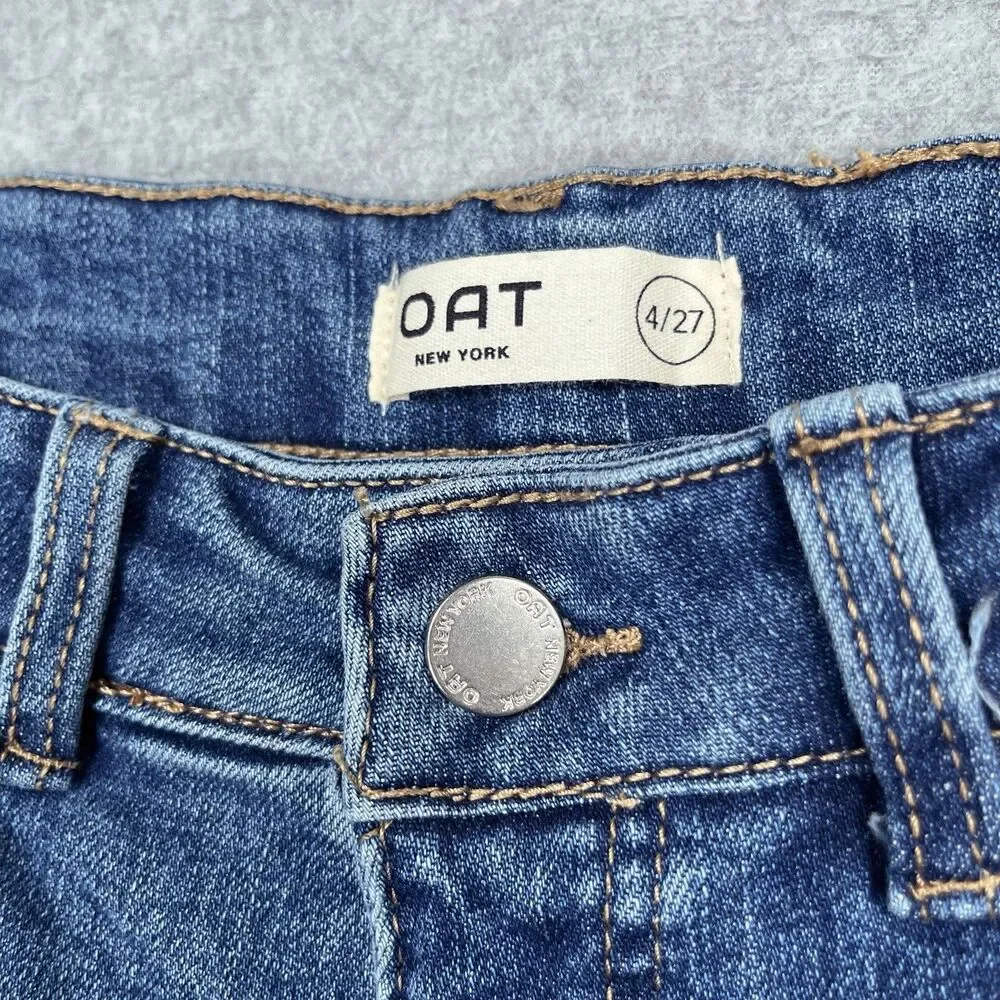 Oat New York Jeans Womens 4 / 27 x 27 Blue Slim Straight Mid Rise Ankle Denim